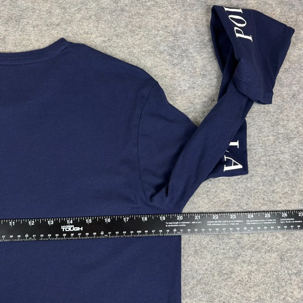 Polo Ralph Lauren Big Pony T-Shirt Long Sleeve Cotton Blue Mens Medium M